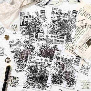 Pure Black Poet Series Letter Quote Stickers