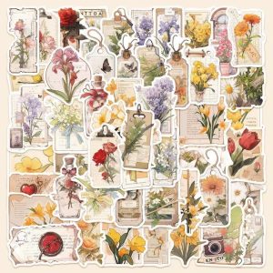 Retro Flower Stickers for Journal & Decoration